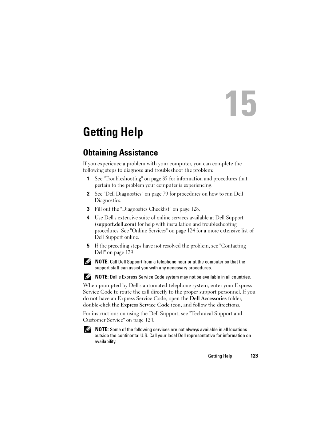 Dell 1200 owner manual Getting Help, Obtaining Assistance, 123 