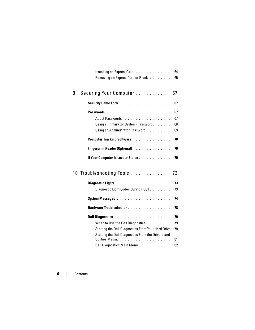 Dell 1200 owner manual Securing Your Computer 