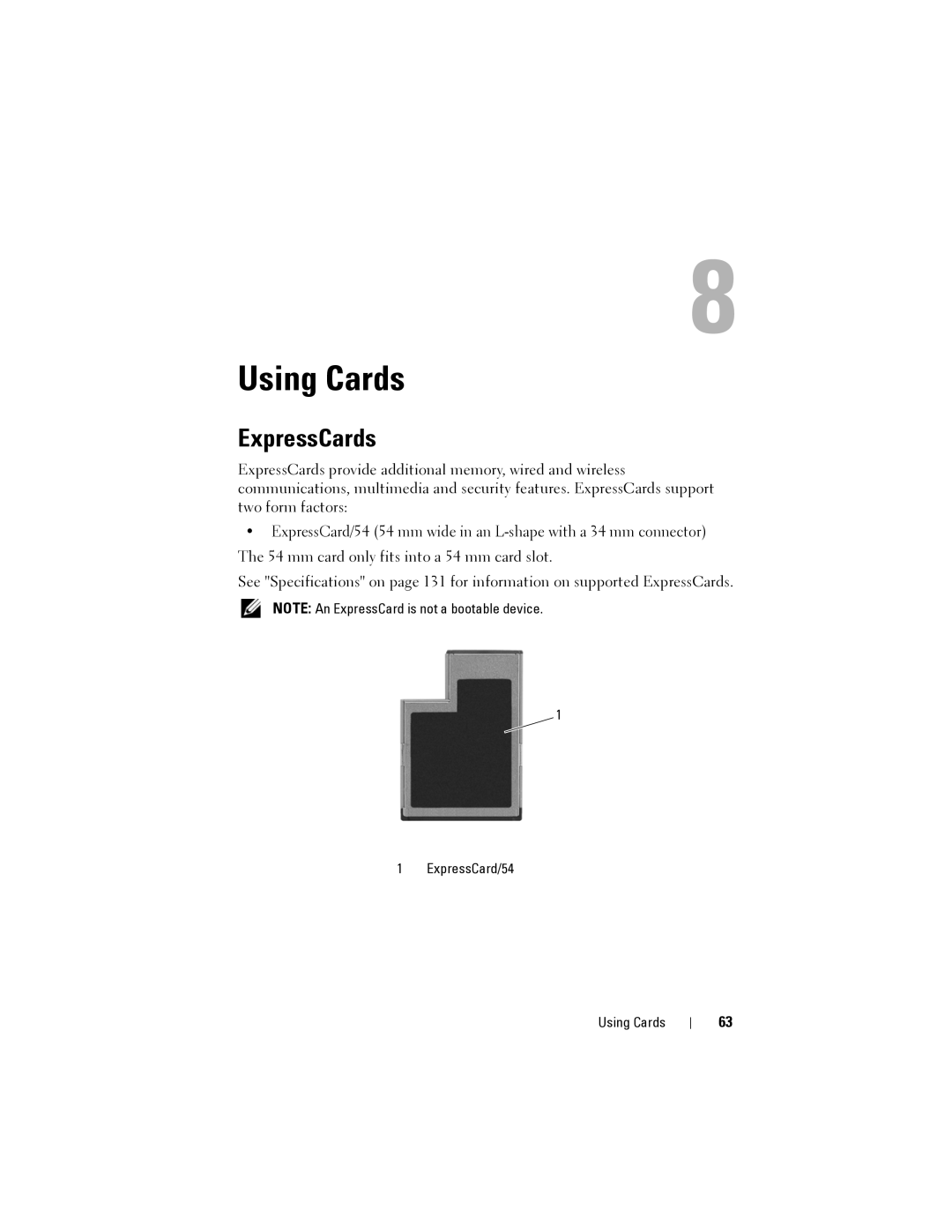 Dell 1200 owner manual Using Cards, ExpressCards 