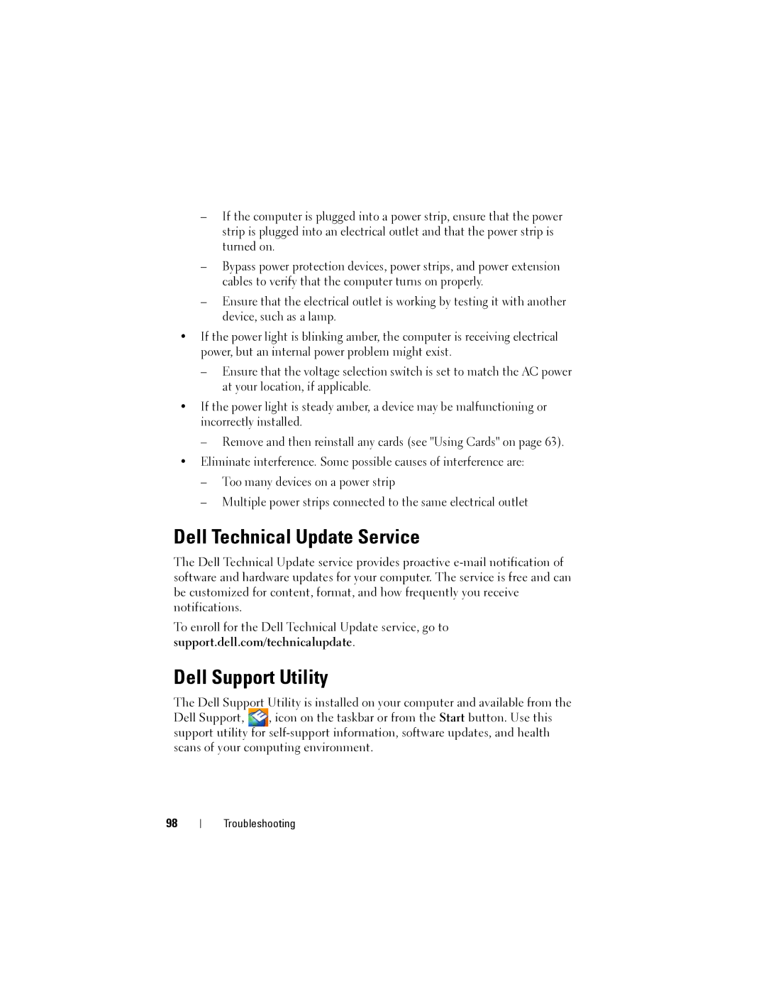 Dell 1200 owner manual Dell Technical Update Service, Dell Support Utility 