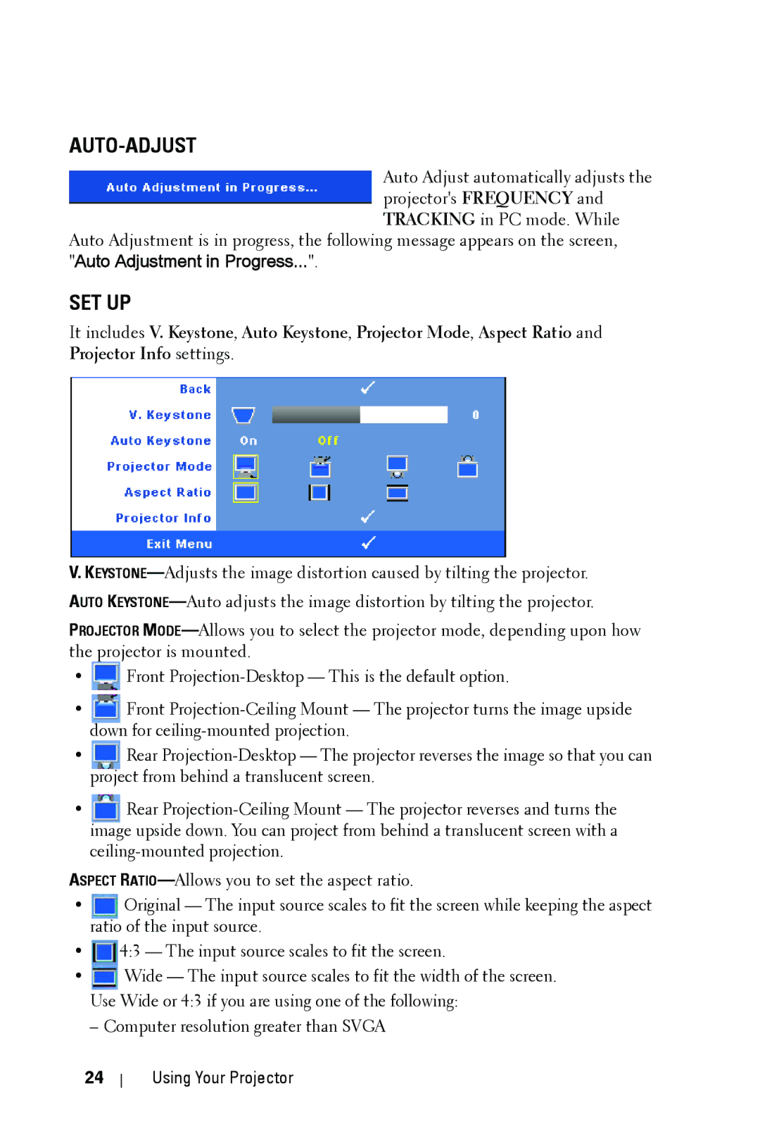 Dell 1209S manual Auto-Adjust 