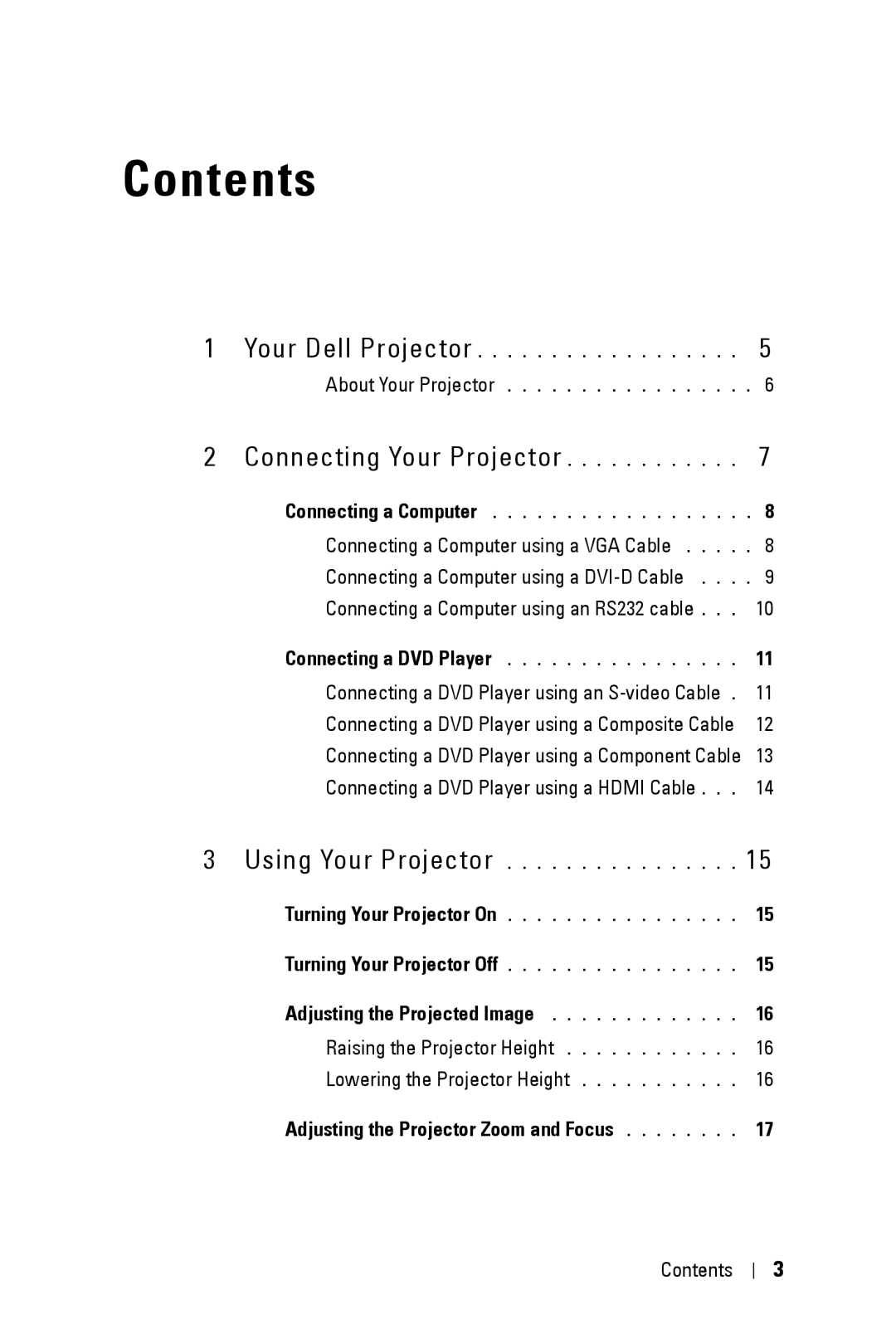 Dell 1209S manual Contents 