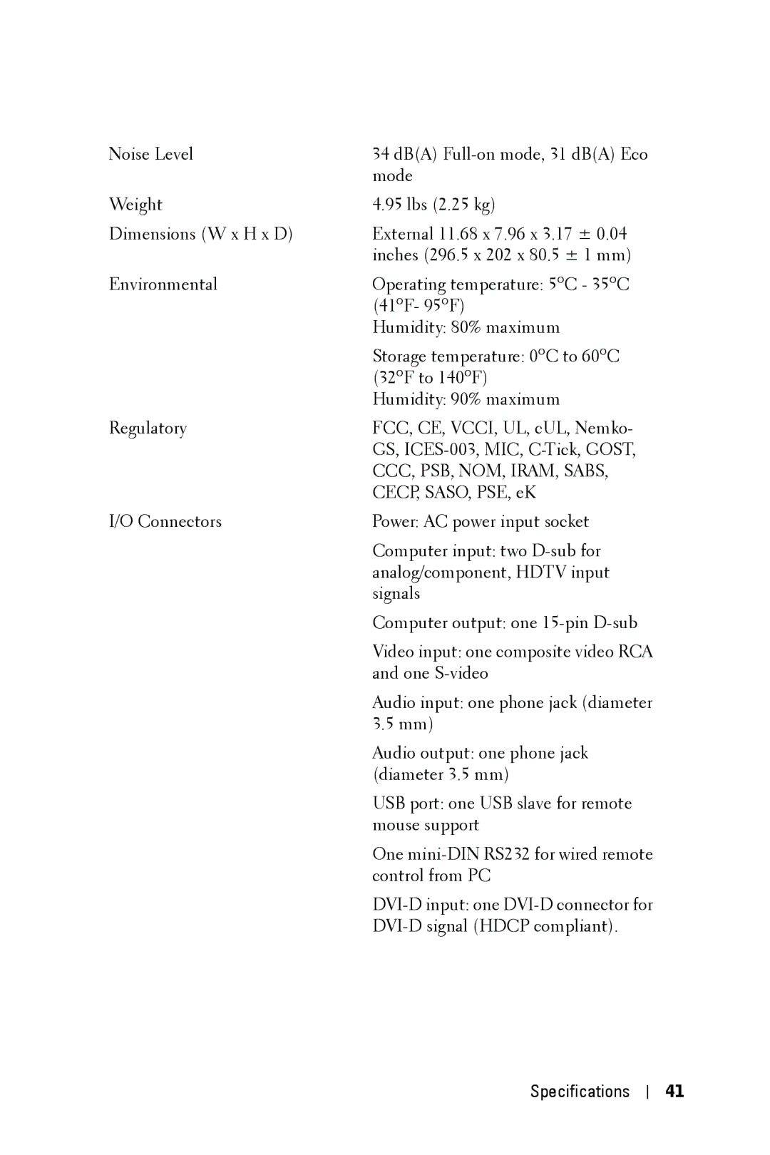 Dell 1209S manual CCC, PSB, NOM, IRAM, Sabs 