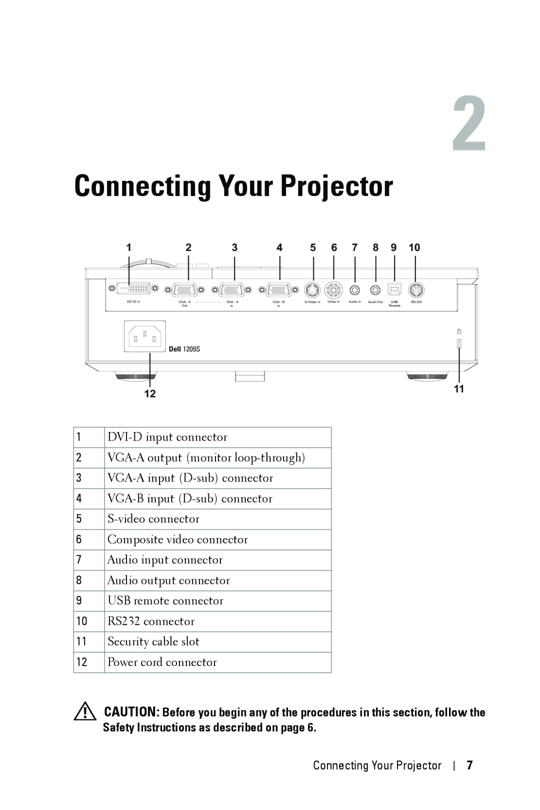 Dell 1209S manual Connecting Your Projector 