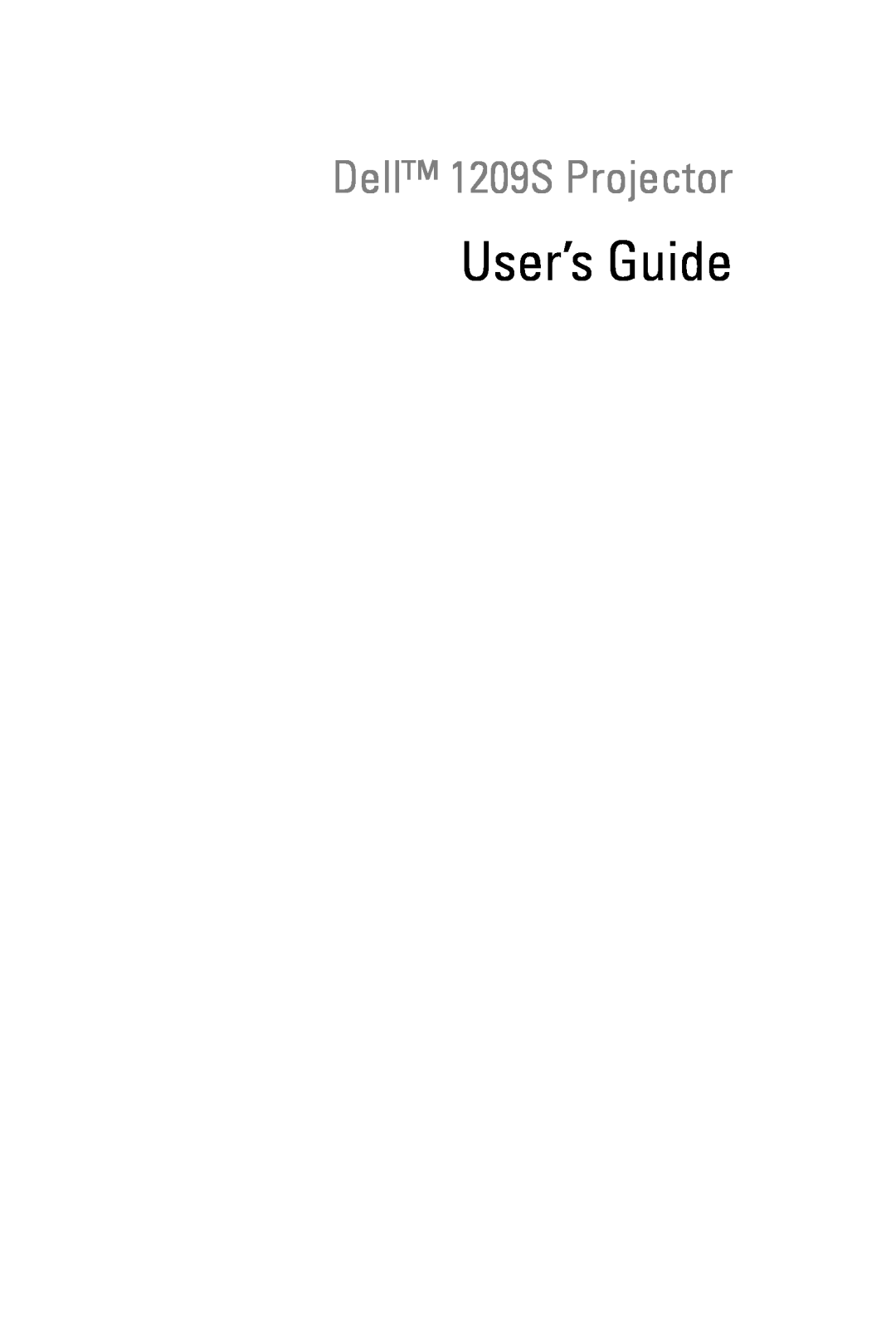 Dell manual User’s Guide, Dell 1209S Projector 