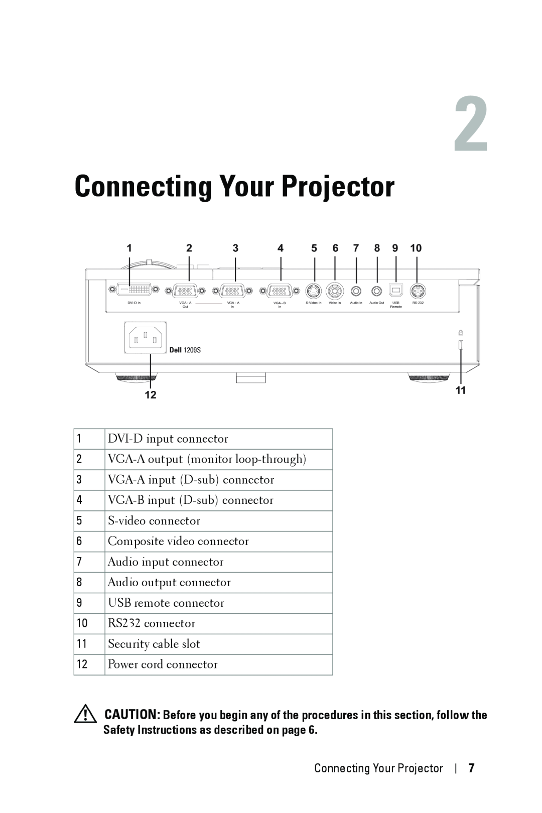 Dell 1209S manual Connecting Your Projector 