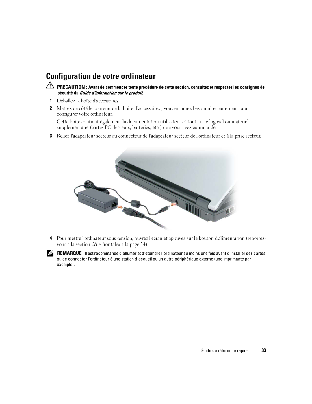 Dell 120L manual Configuration de votre ordinateur 