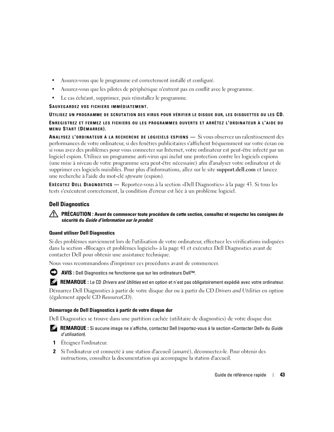 Dell 120L manual Quand utiliser Dell Diagnostics, Démarrage de Dell Diagnostics à partir de votre disque dur 