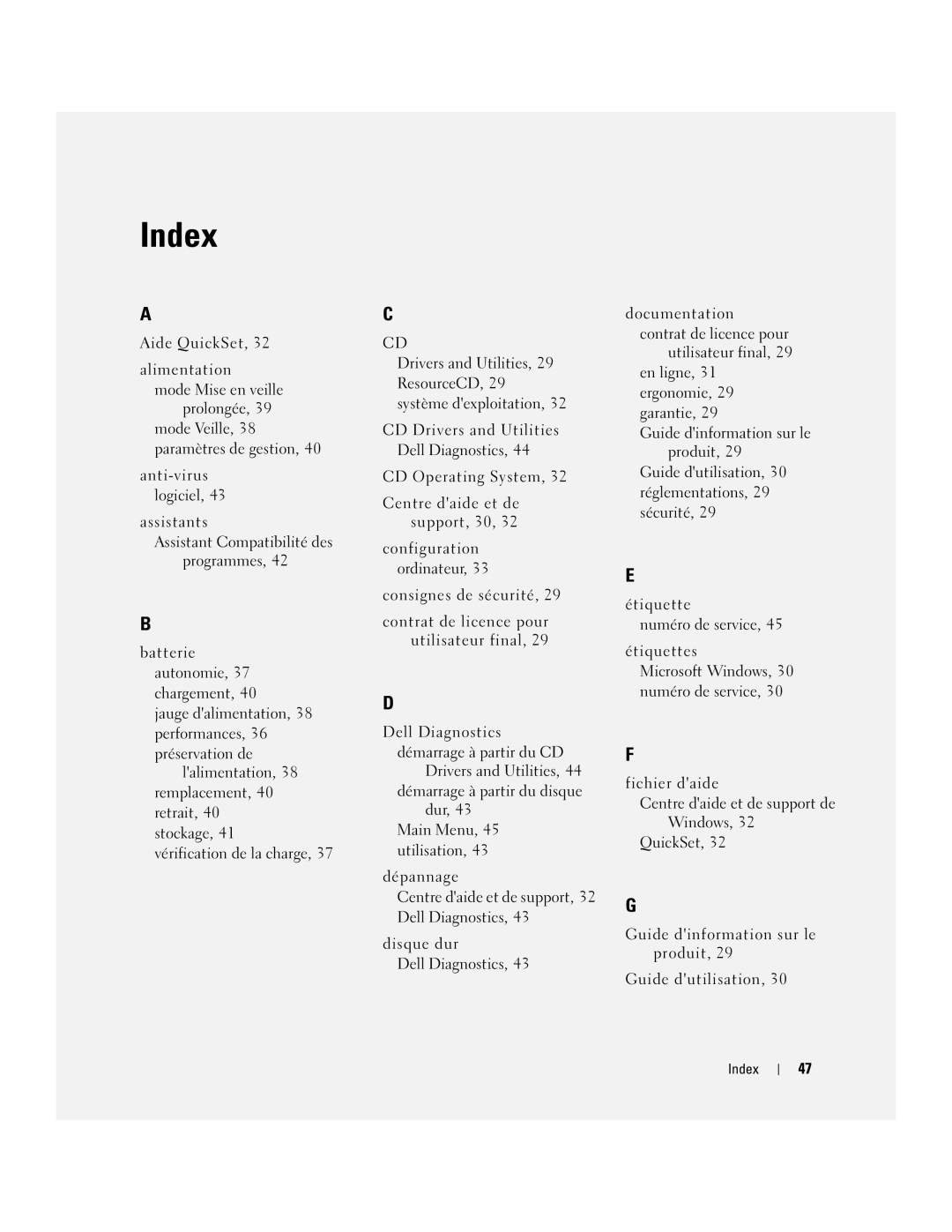 Dell 120L manual Index 