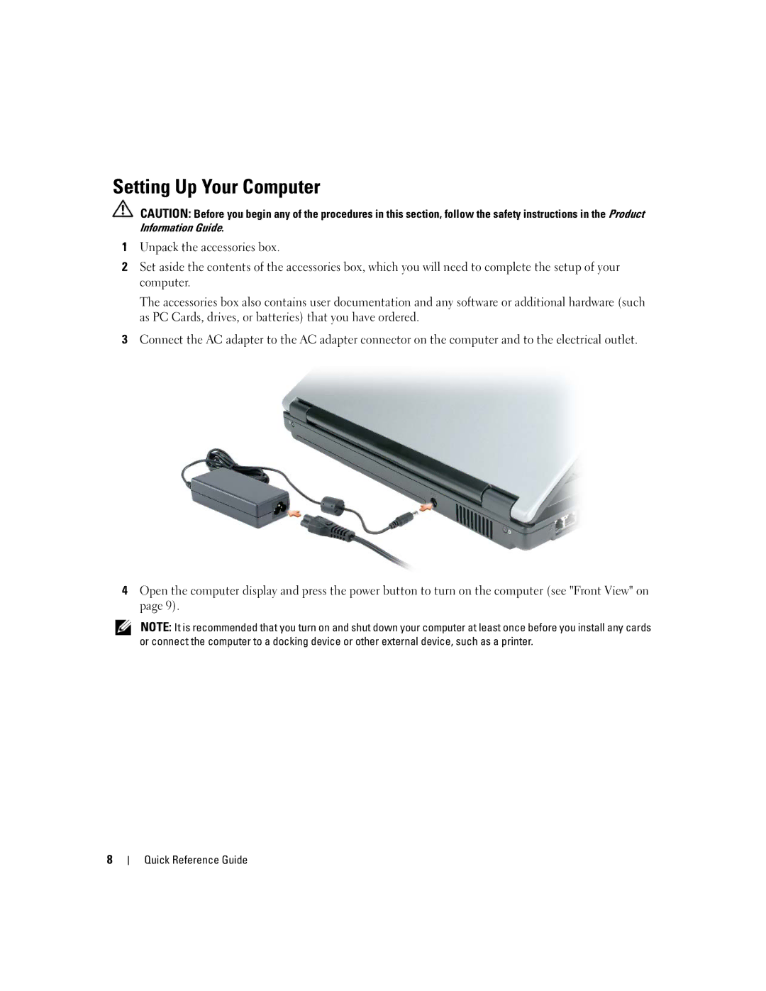 Dell 120L manual Setting Up Your Computer, Information Guide 