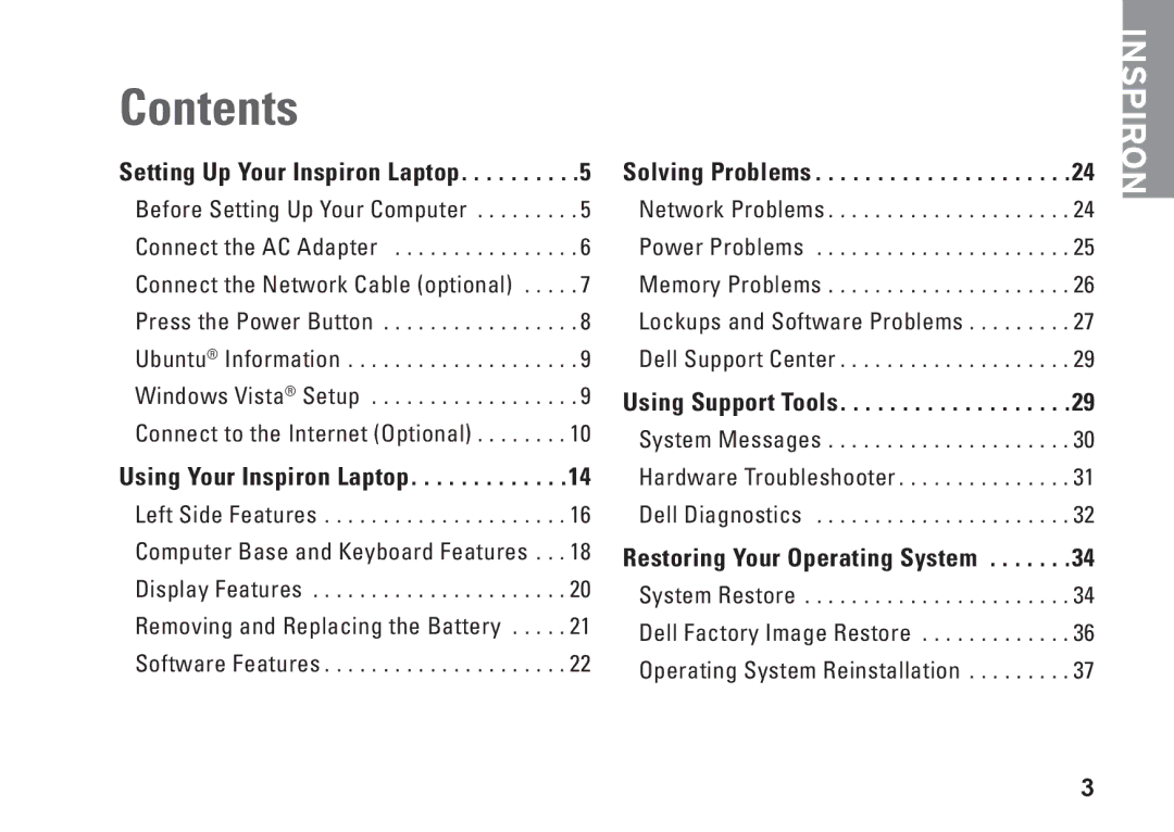 Dell PP40S, 1210, M438J setup guide Contents 