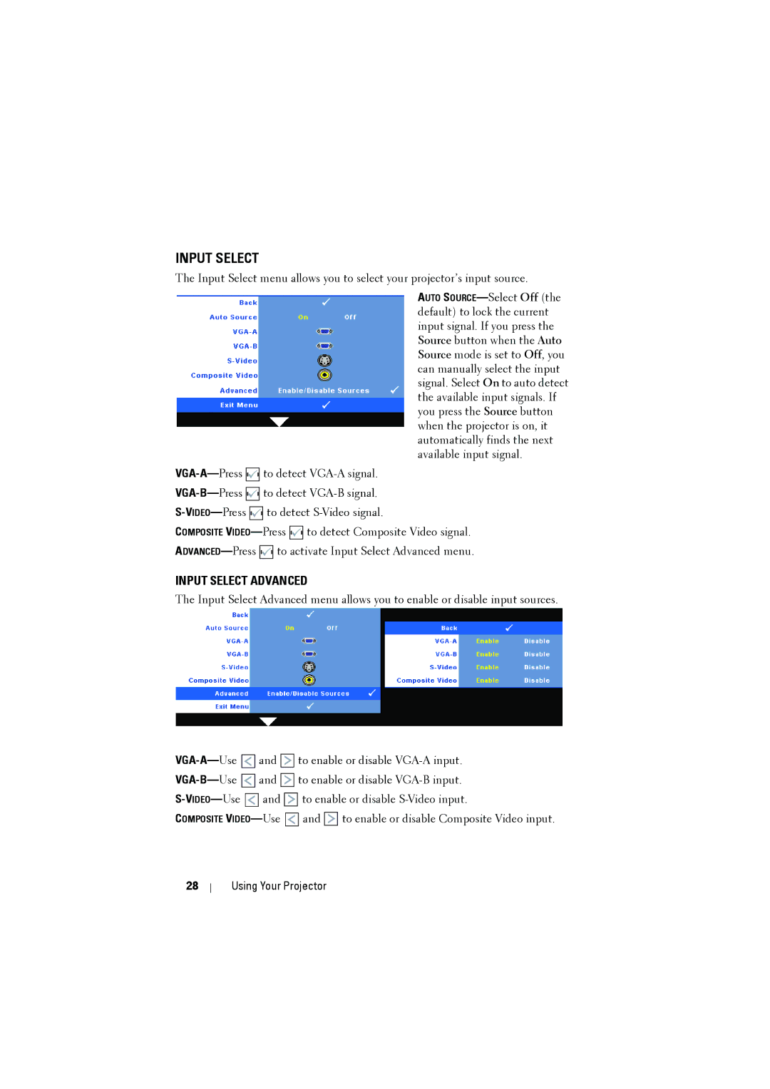 Dell 1210S manual Input Select 