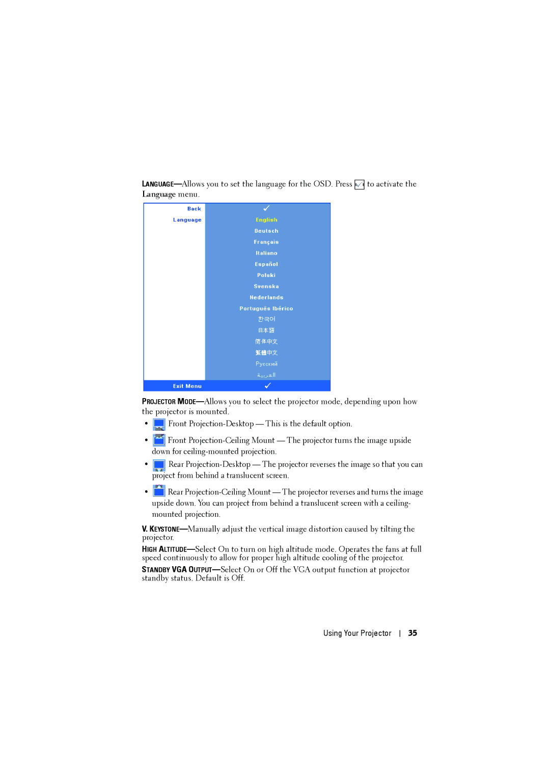 Dell 1210S manual Using Your Projector 