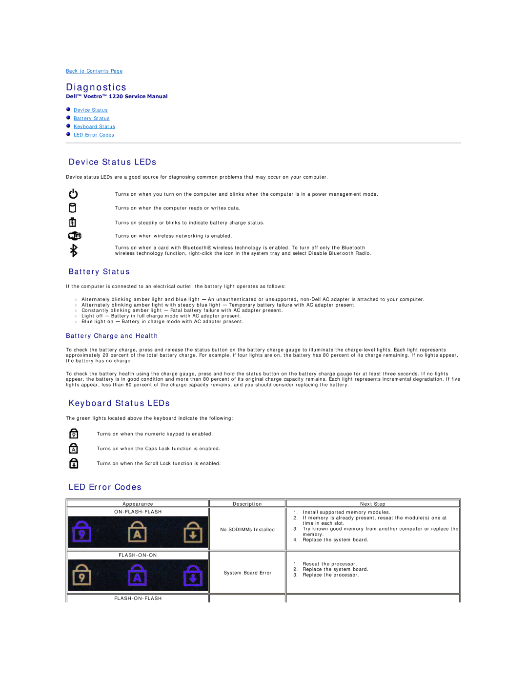 Dell 1220 specifications Diagnostics, Device Status LEDs, Keyboard Status LEDs, LED Error Codes 