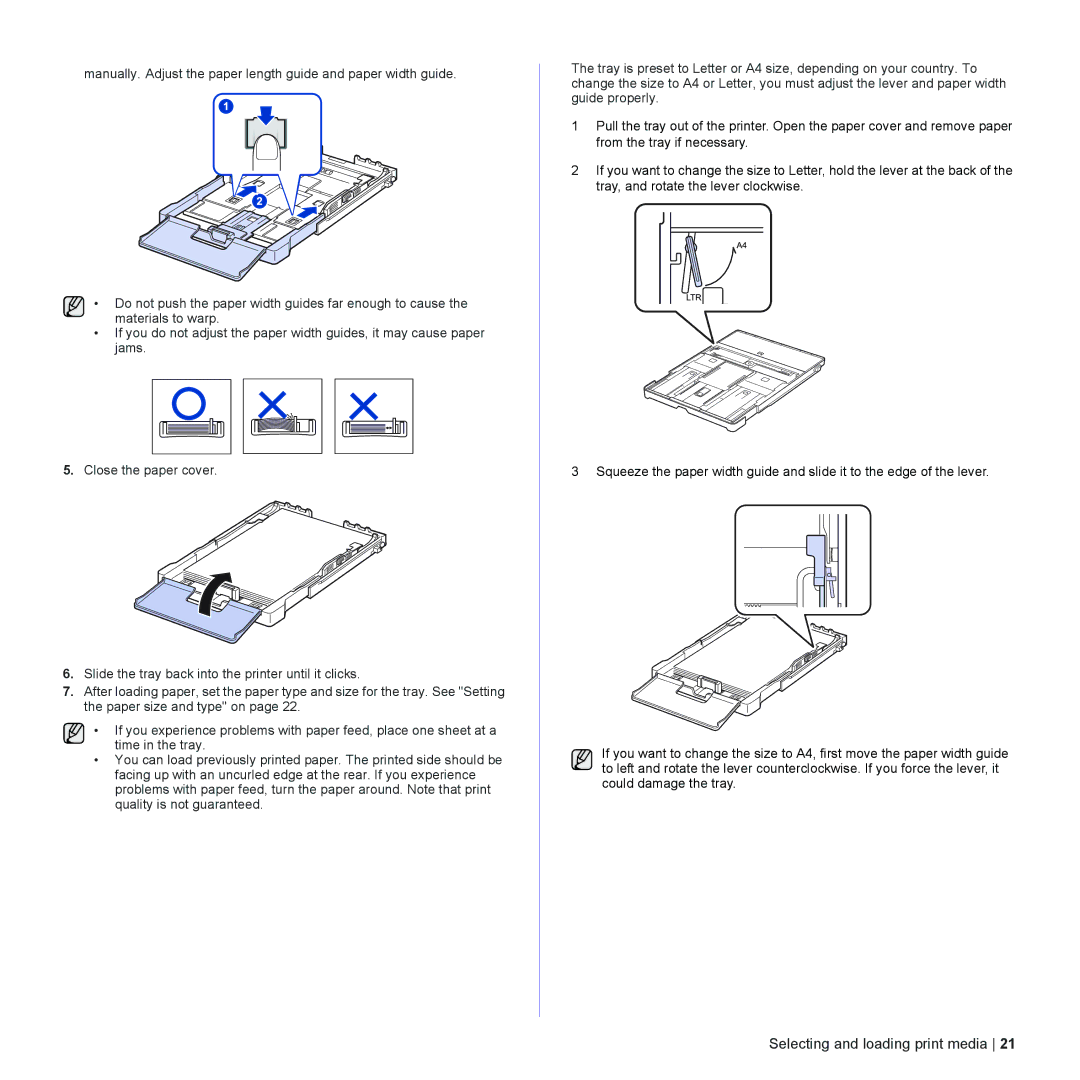 Dell 1230c manual Selecting and loading print media 