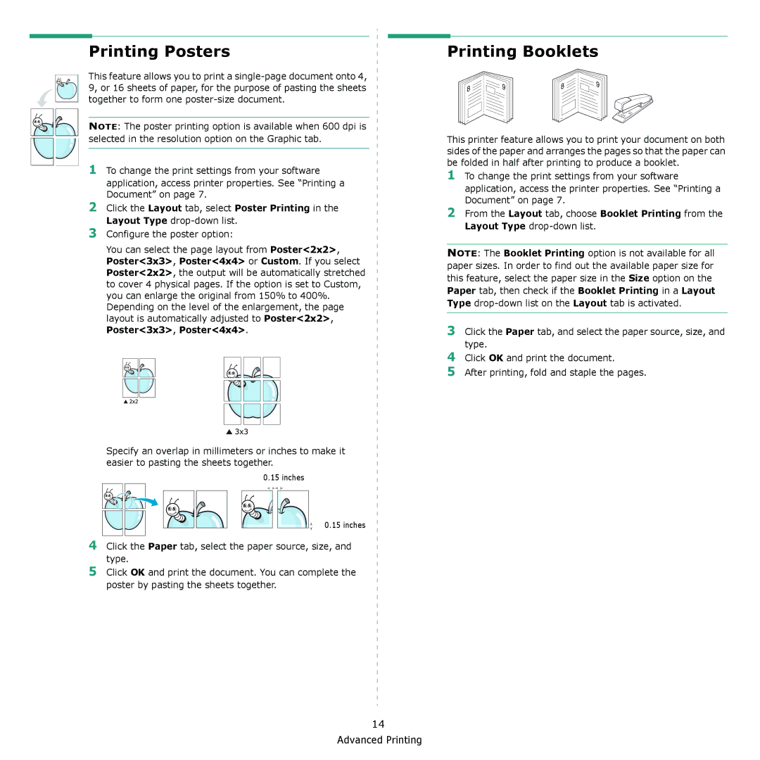 Dell 1230c manual Printing Posters, Printing Booklets 