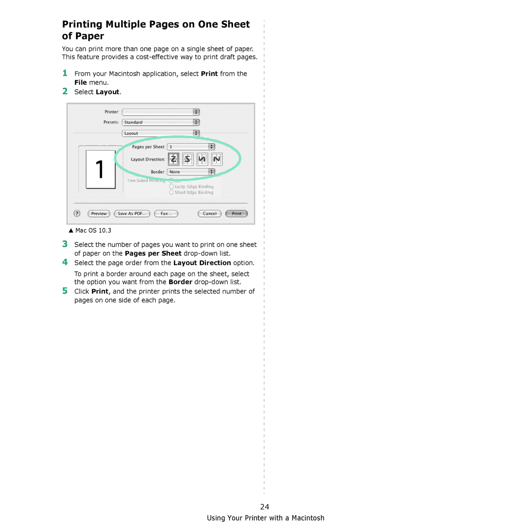 Dell 1230c manual Printing Multiple Pages on One Sheet of Paper 