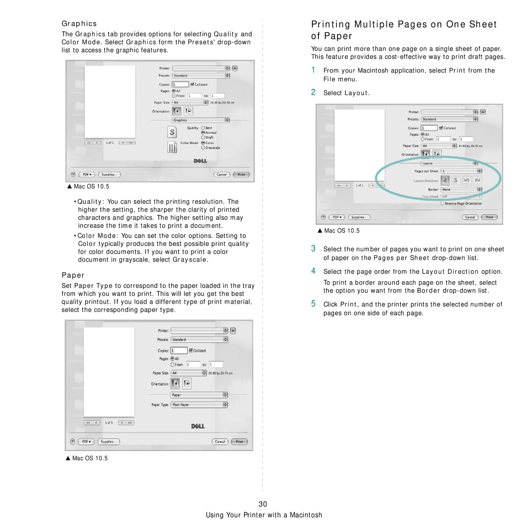 Dell 1235cn manual Printing Multiple Pages on One Sheet of Paper, Graphics 