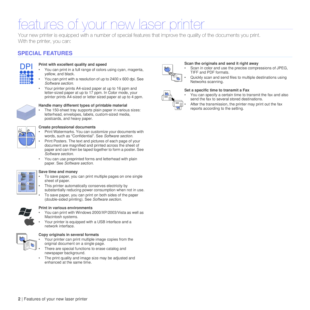 Dell 1235cn manual Features of your new laser printer, Special Features 