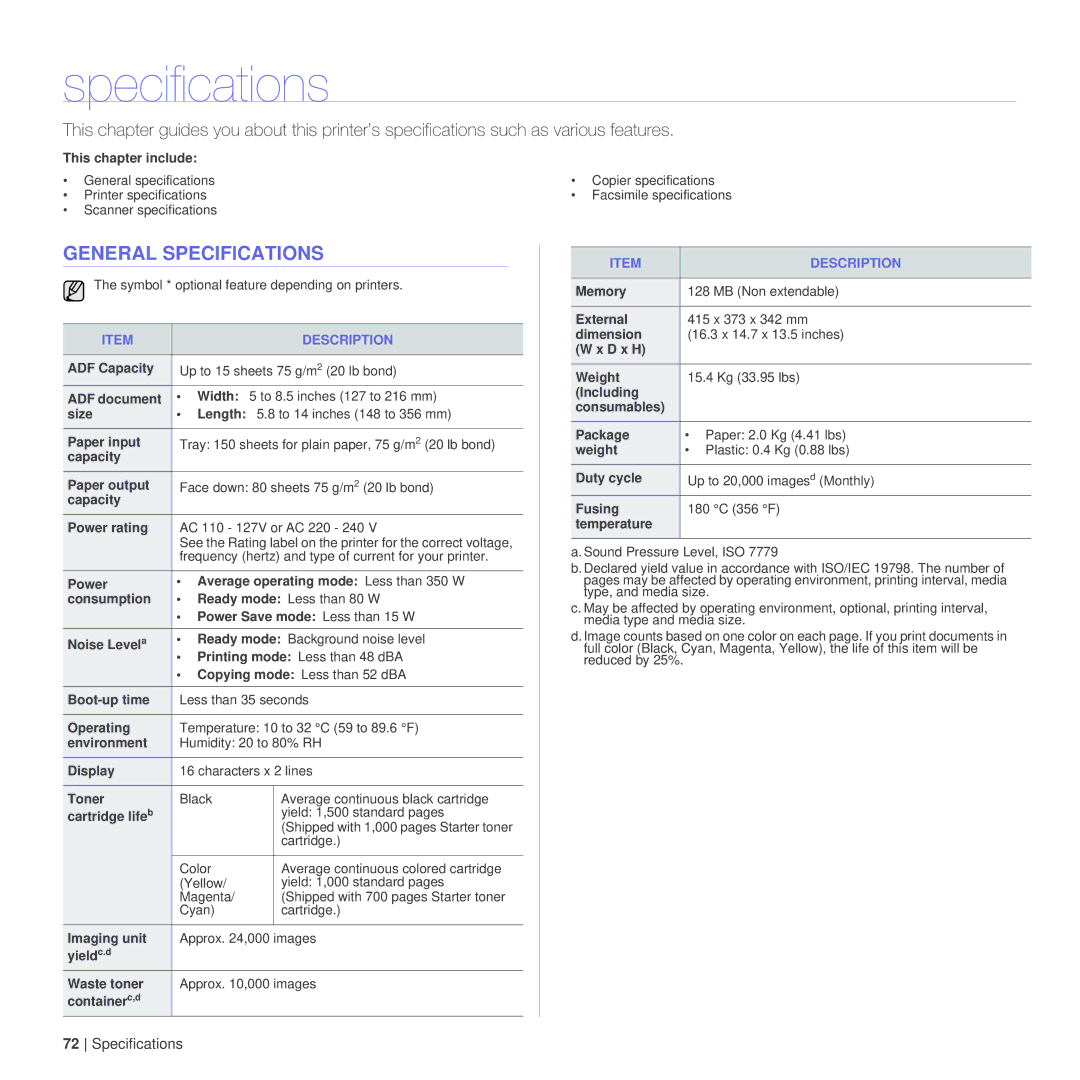 Dell 1235cn manual General Specifications 