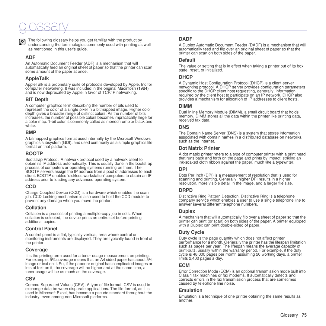 Dell 1235cn manual Glossary 