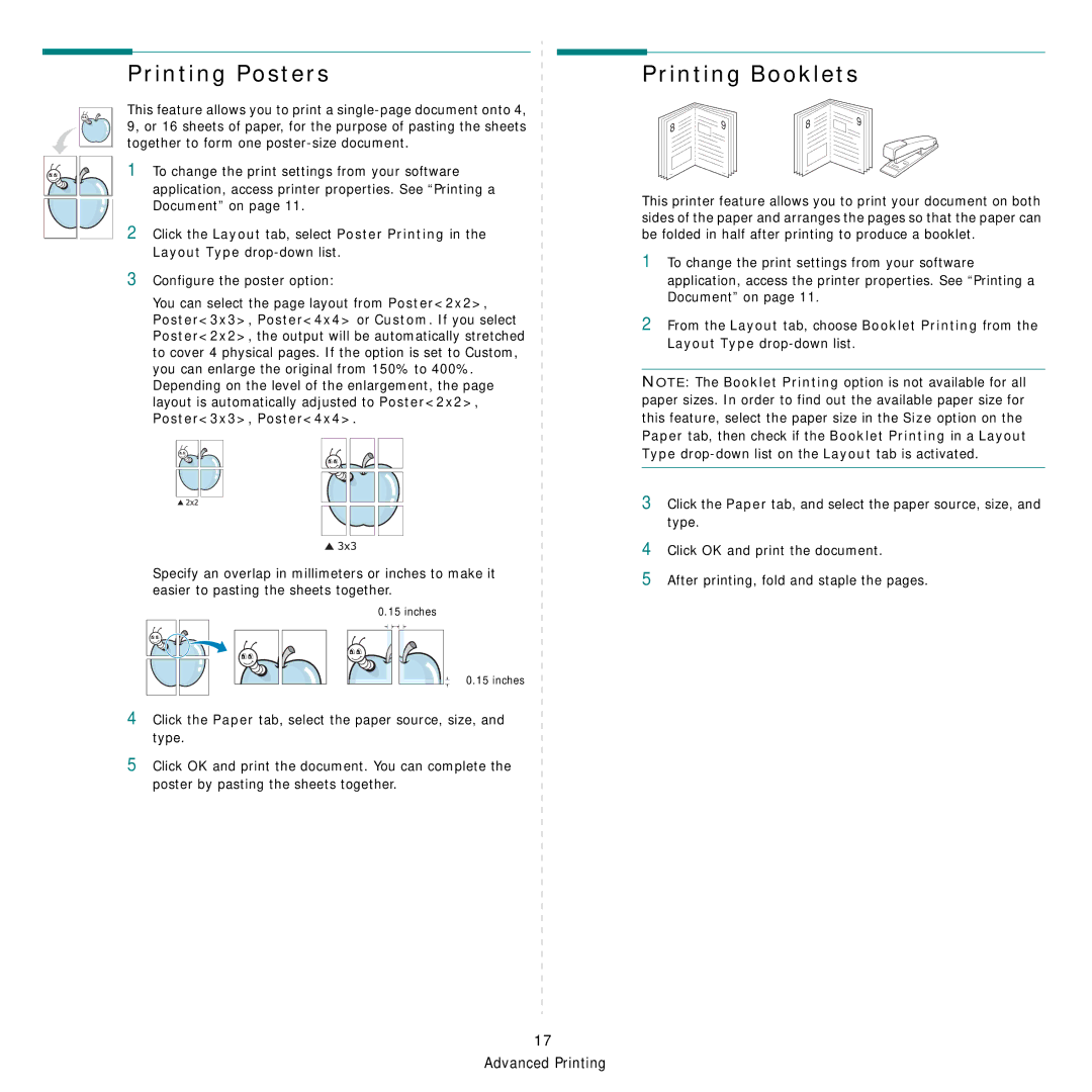 Dell 1235cn manual Printing Posters, Printing Booklets 