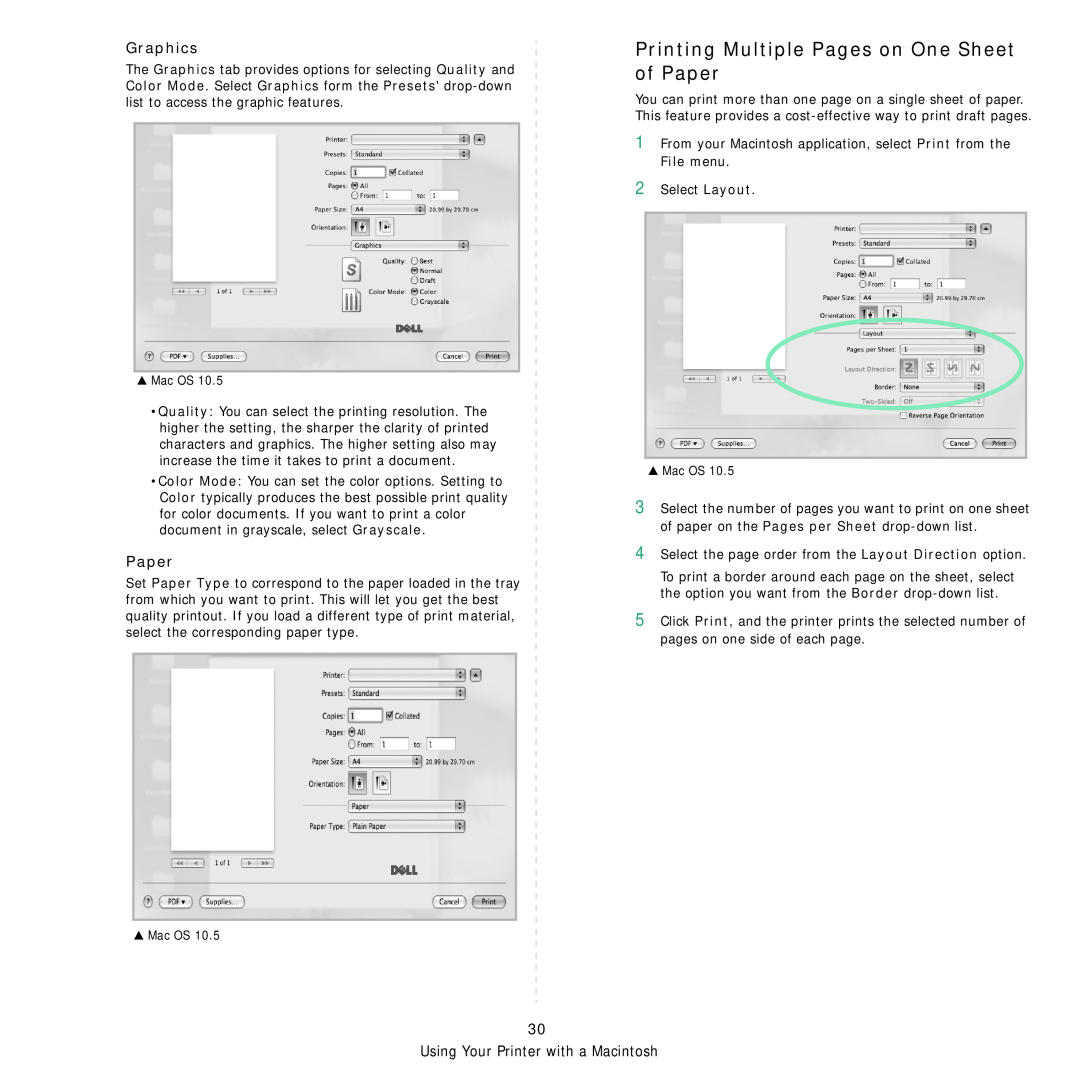 Dell 1235cn manual Printing Multiple Pages on One Sheet of Paper, Graphics 