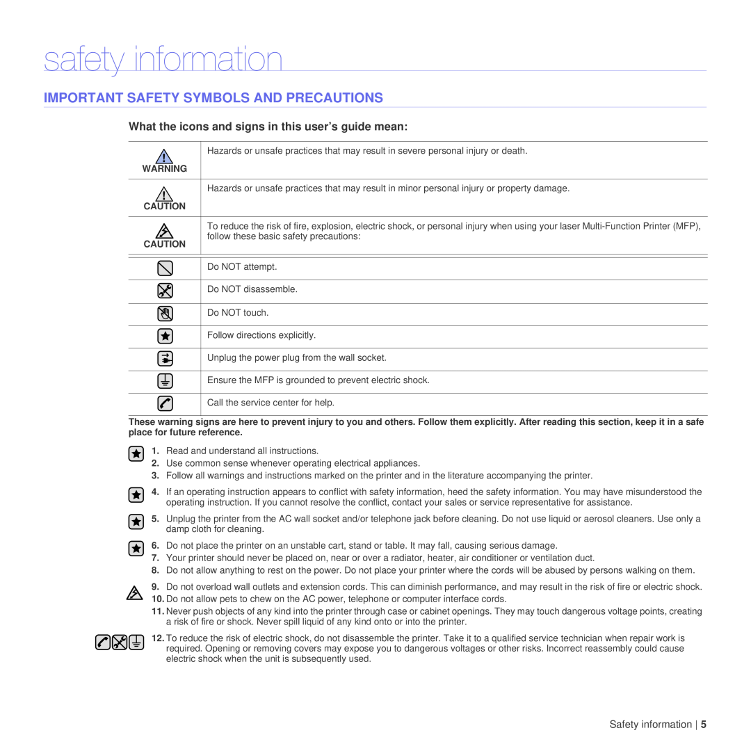 Dell 1235cn manual safety information, Important Safety Symbols And Precautions 