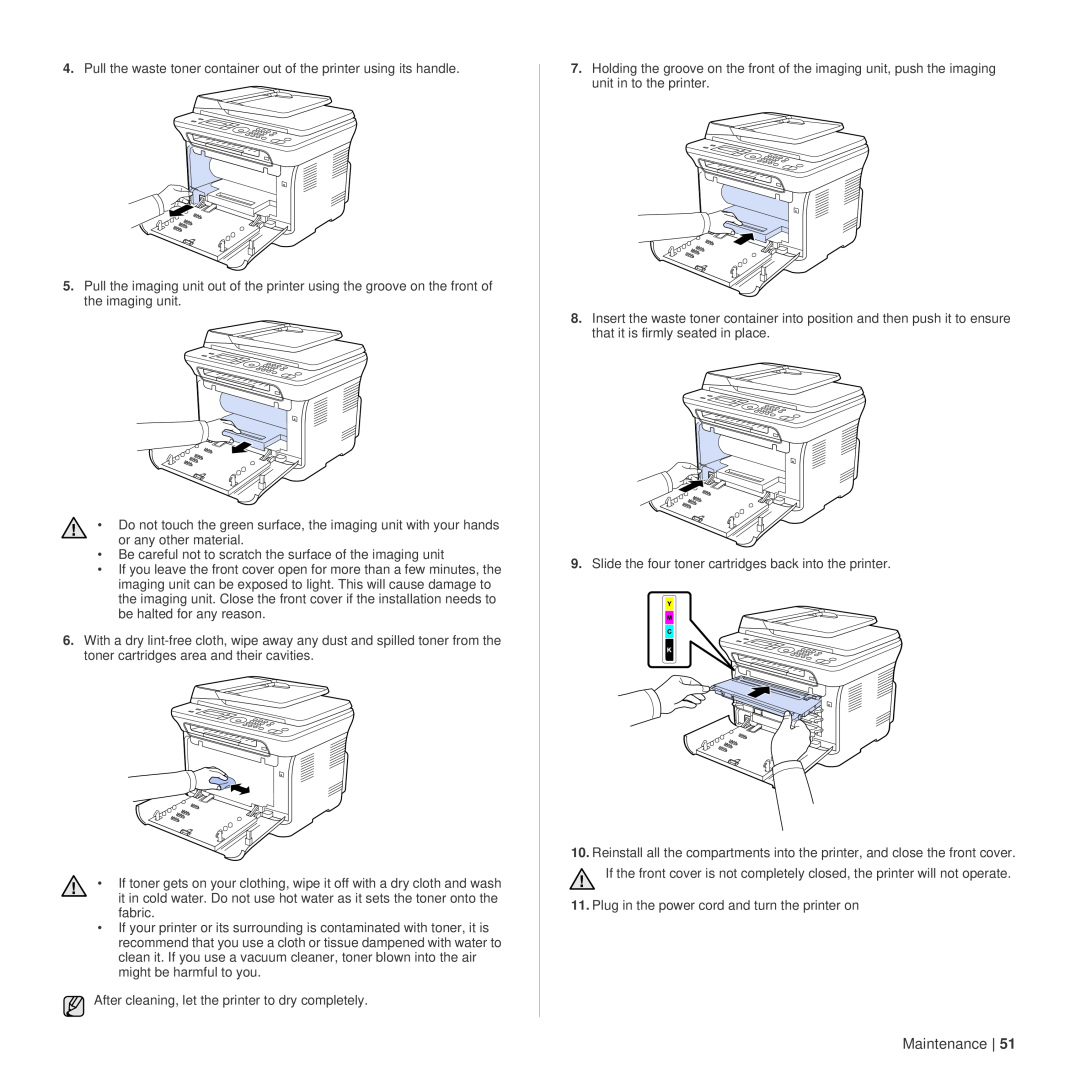 Dell 1235cn manual Pull the waste toner container out of the printer using its handle 