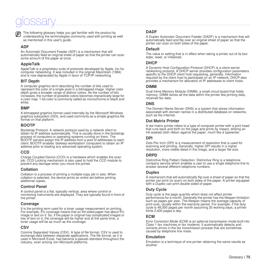 Dell 1235cn manual glossary 
