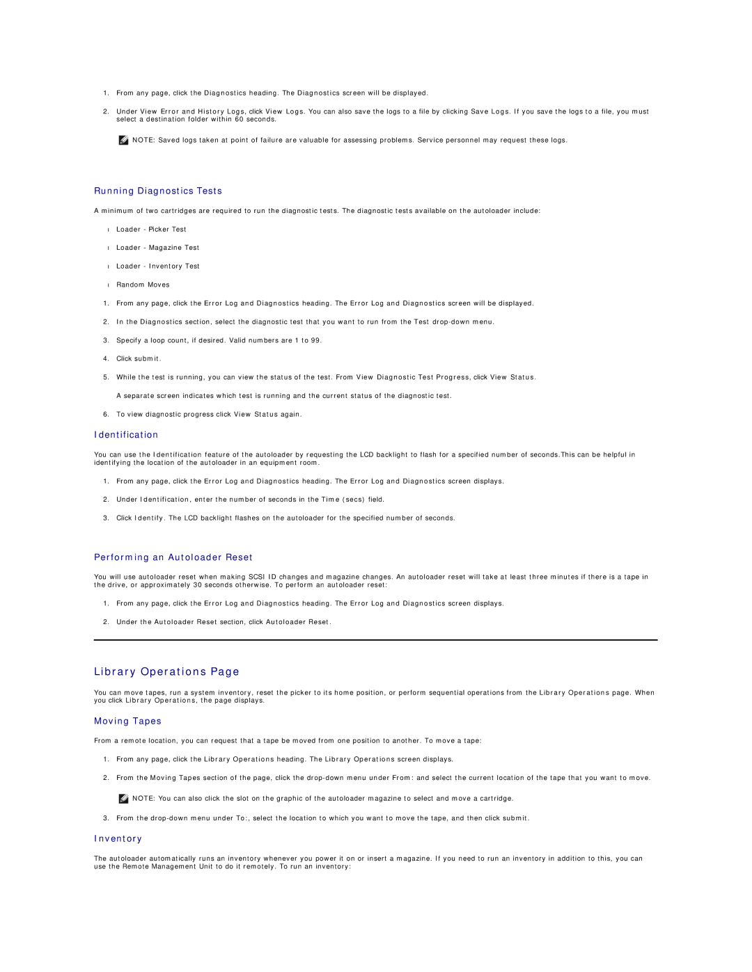 Dell 124T LTO-3 technical specifications Library Operations 