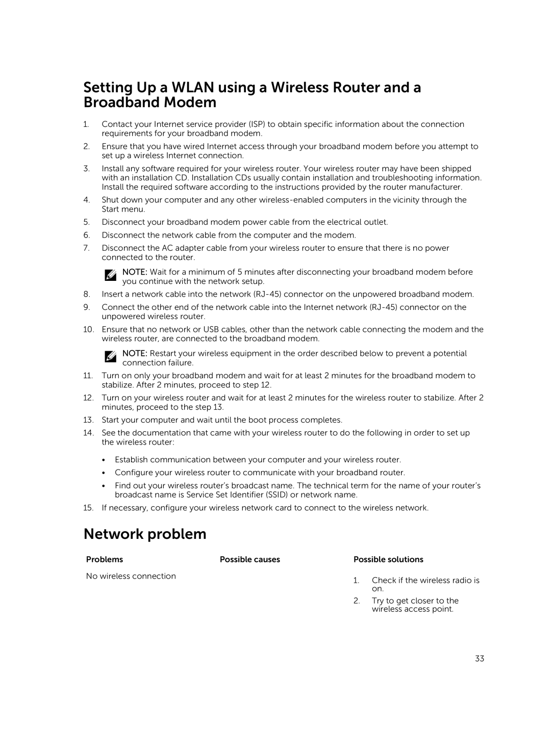 Dell 13-7350 manual Network problem 