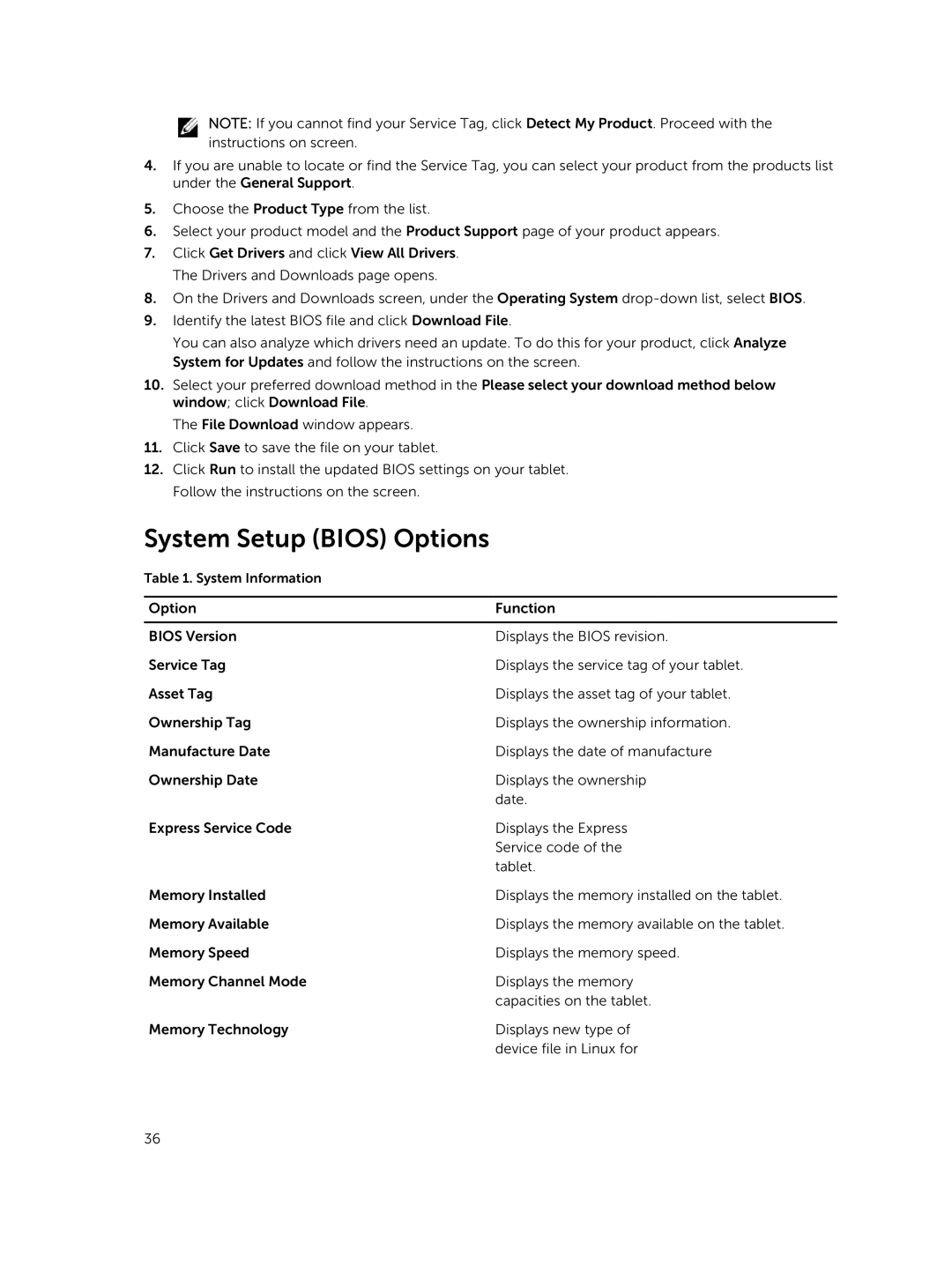 Dell 13-7350 manual System Setup Bios Options 