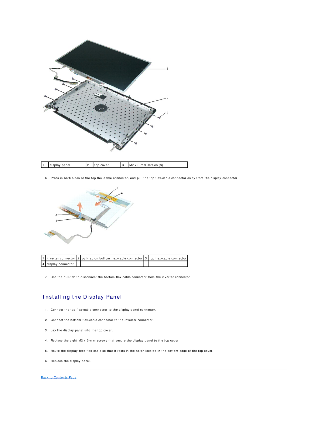 Dell B130, 1300, B120 manual Installing the Display Panel 