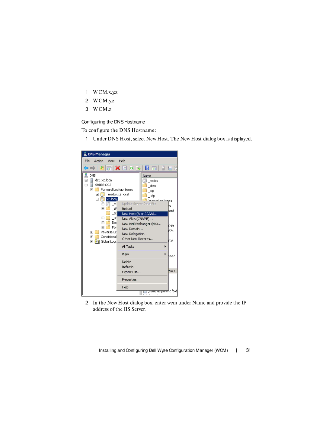 Dell 1.3.0.0 manual Configuring the DNS Hostname 