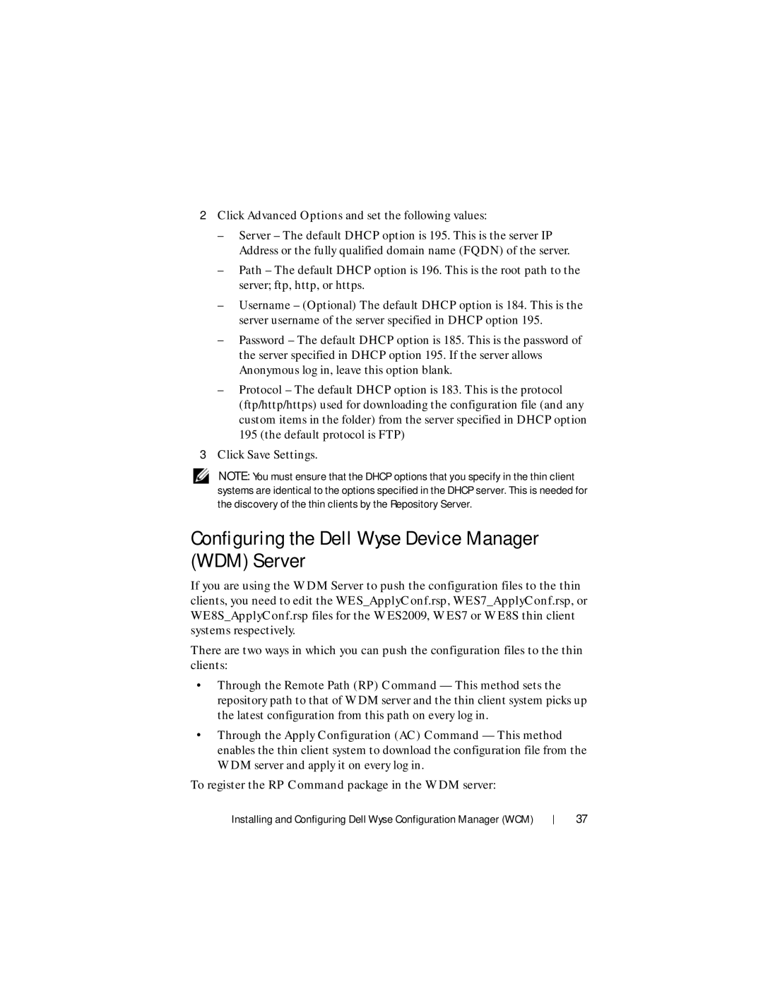 Dell 1.3.0.0 manual Configuring the Dell Wyse Device Manager WDM Server 