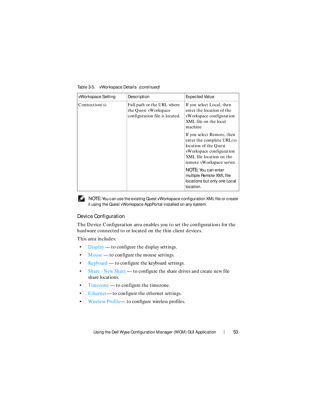 Dell 1.3.0.0 manual Device Configuration, Connections 