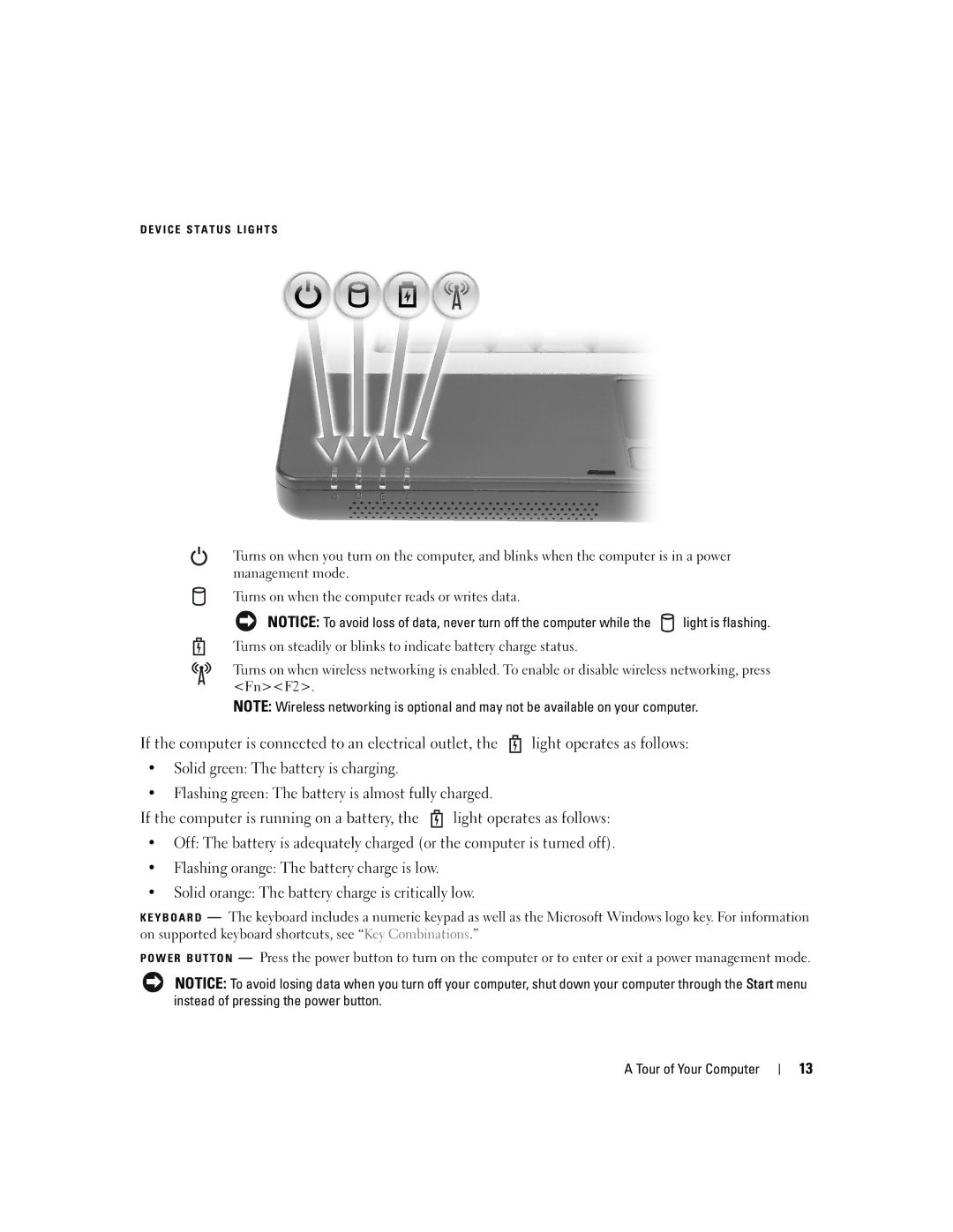 Dell 1300 owner manual V I C E S T a T U S L I G H T S 