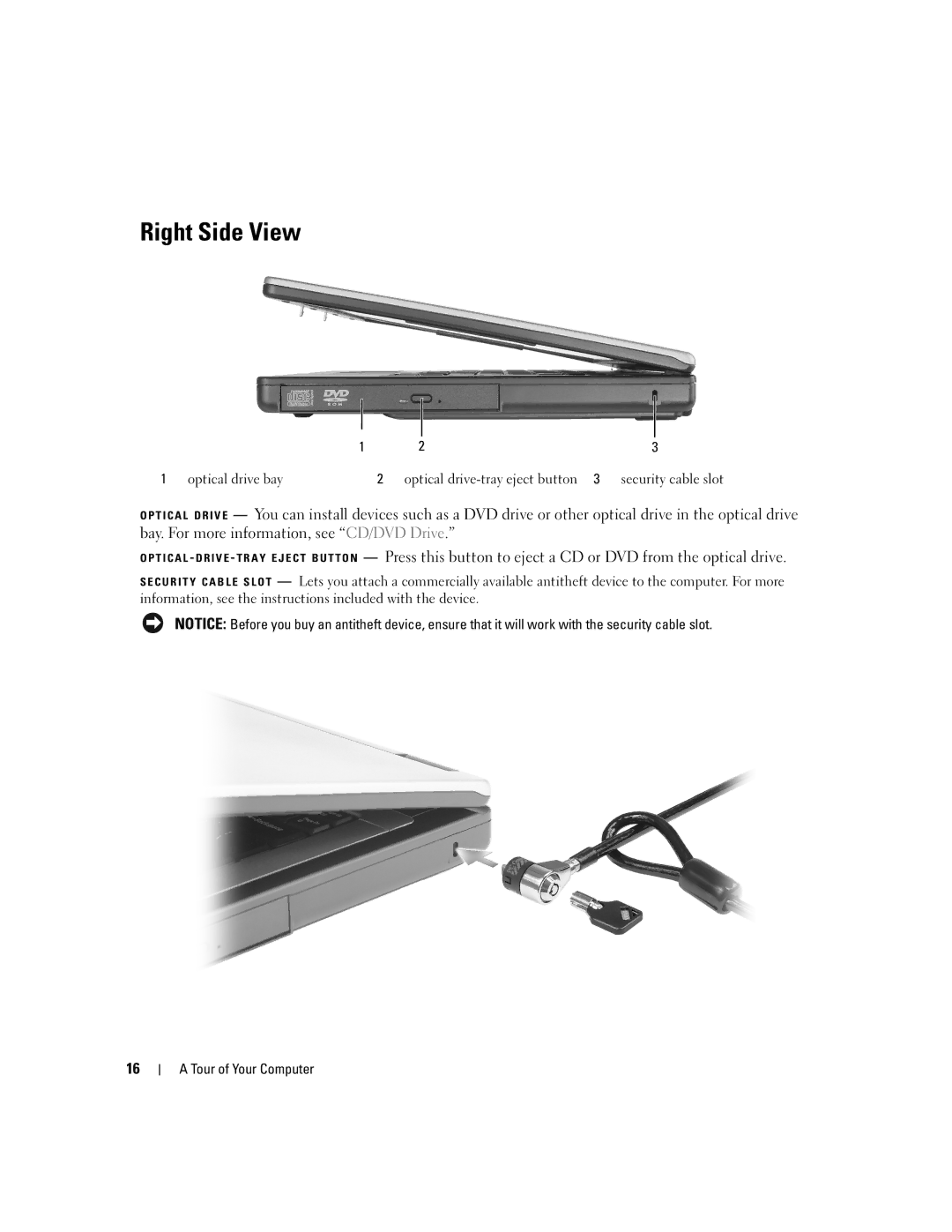 Dell 1300 owner manual Right Side View 