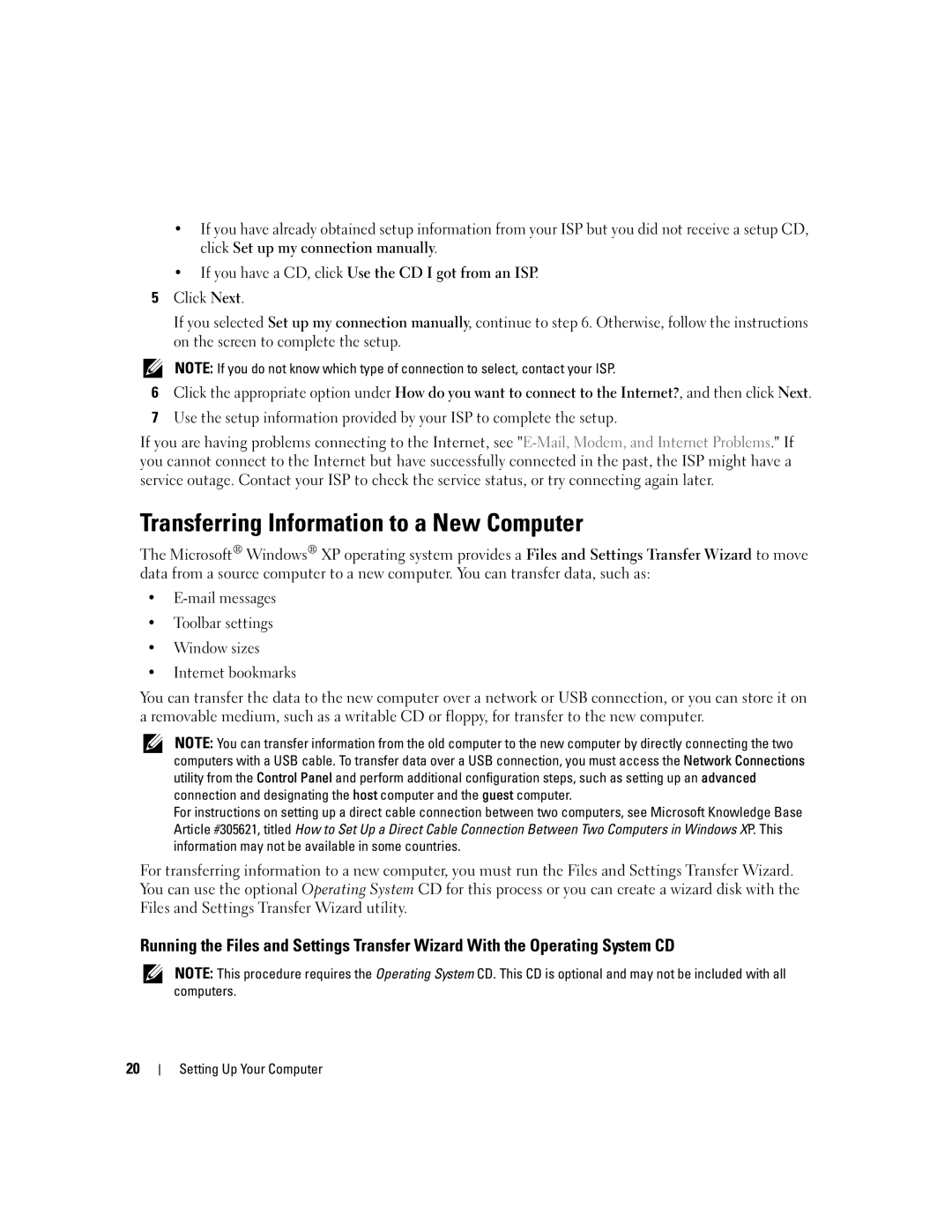 Dell 1300 owner manual Transferring Information to a New Computer 