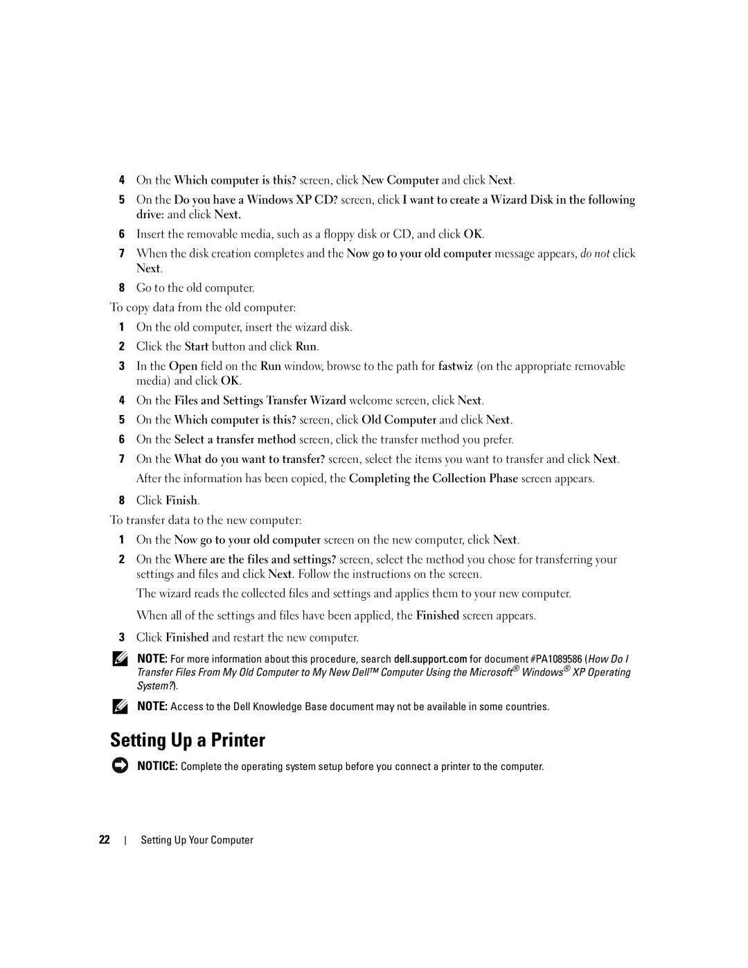 Dell 1300 owner manual Setting Up a Printer 