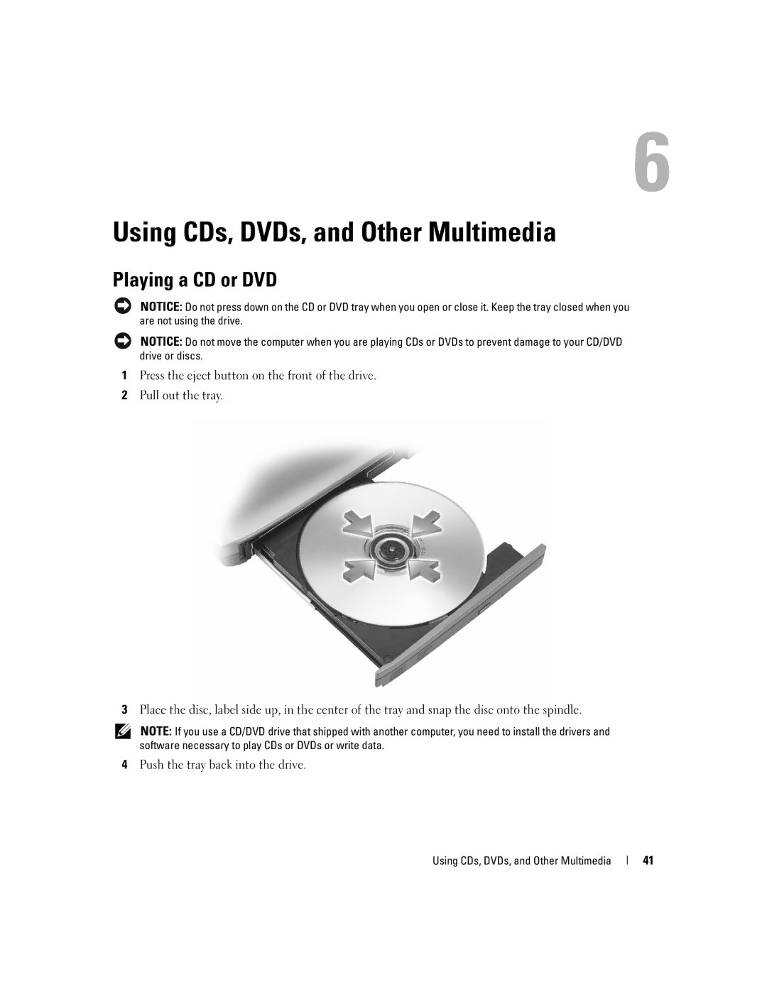 Dell 1300 owner manual Using CDs, DVDs, and Other Multimedia, Playing a CD or DVD 