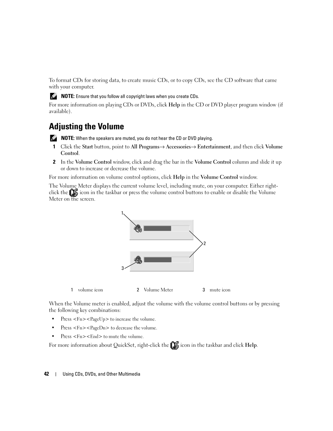 Dell 1300 owner manual Adjusting the Volume 