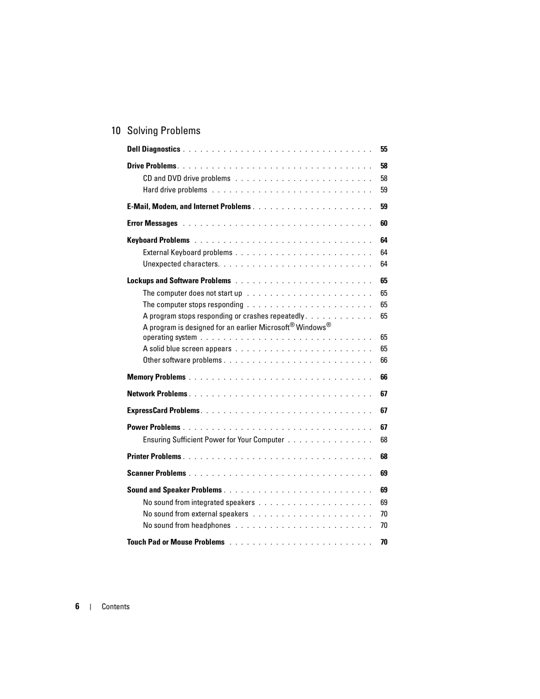 Dell 1300 owner manual Solving Problems 