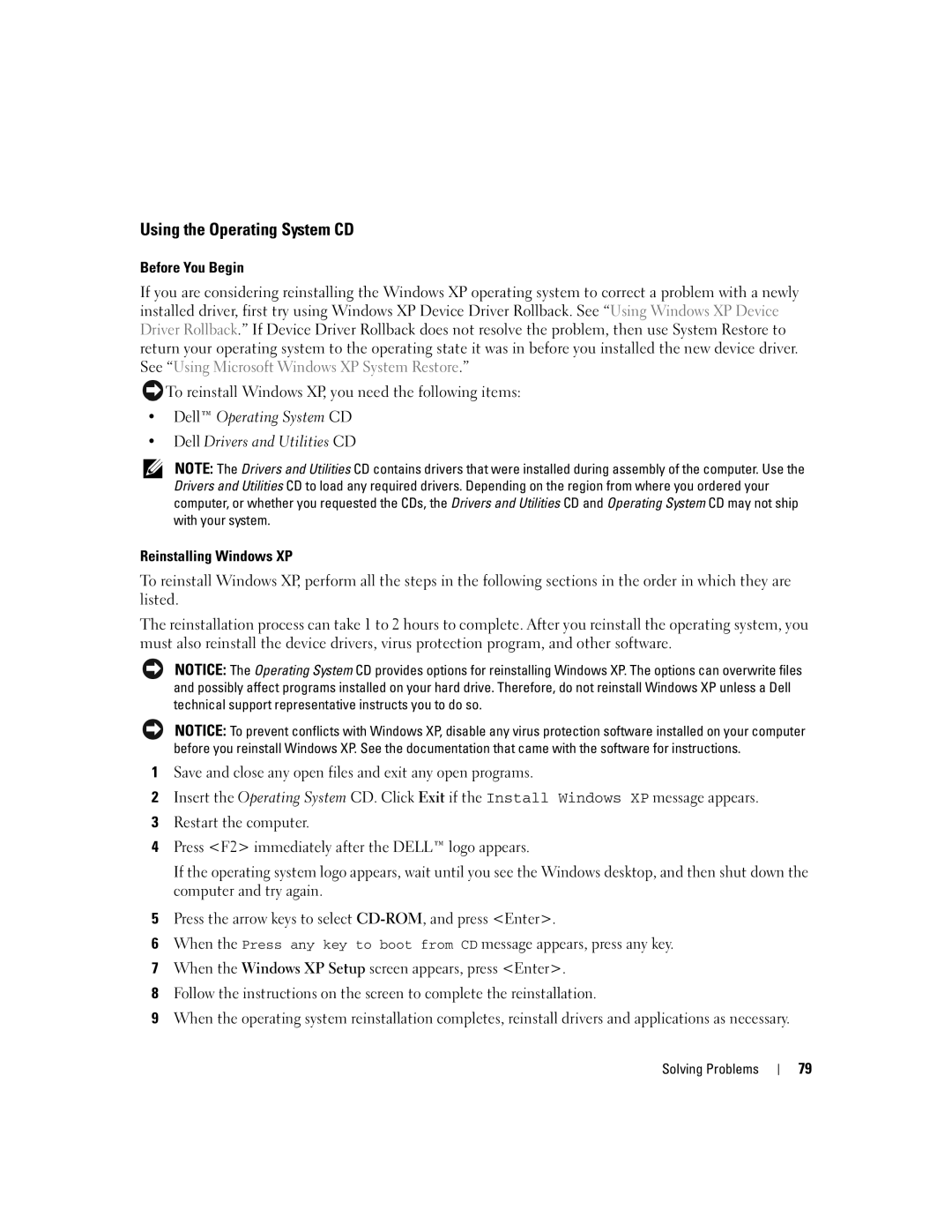 Dell 1300 owner manual Using the Operating System CD, Before You Begin 