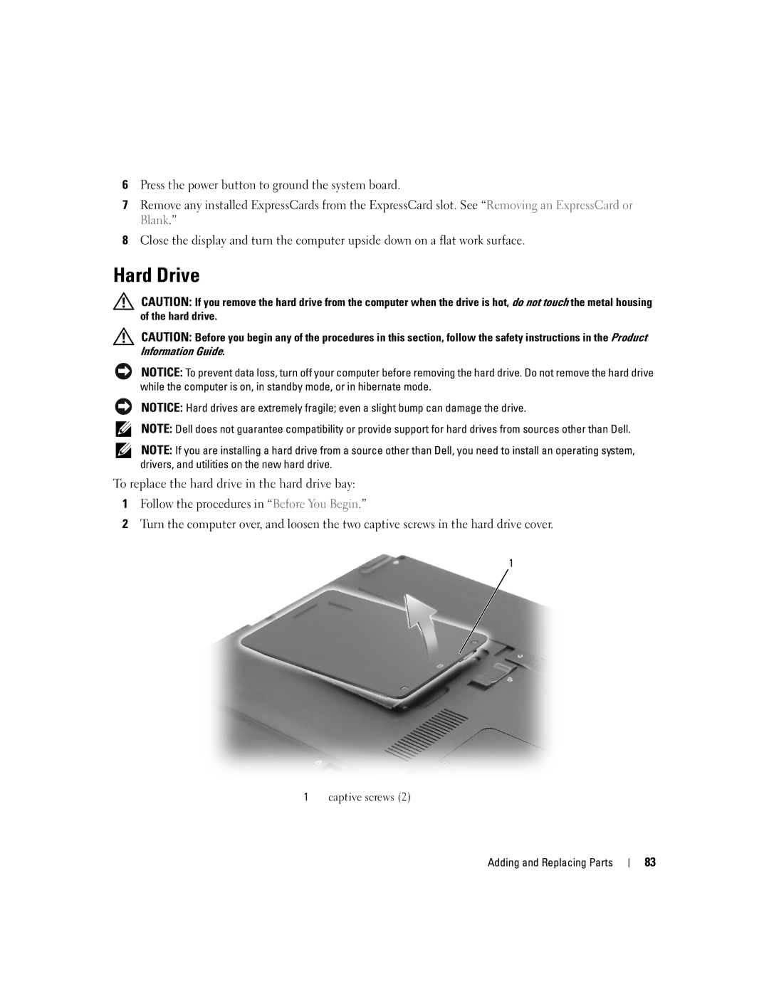 Dell 1300 owner manual Hard Drive 