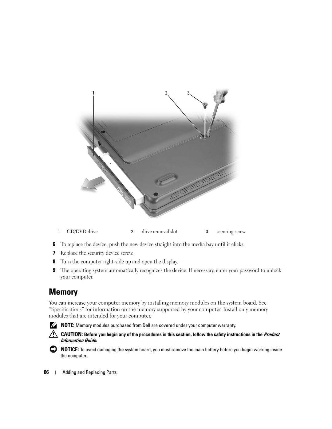 Dell 1300 owner manual Memory 