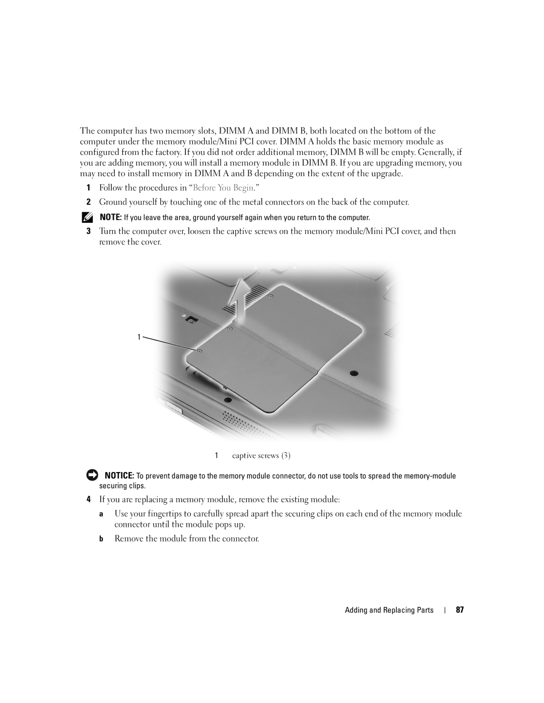 Dell 1300 owner manual Captive screws 