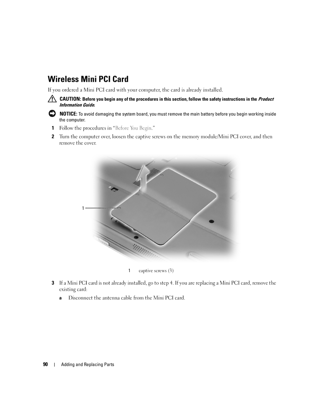 Dell 1300 owner manual Wireless Mini PCI Card 