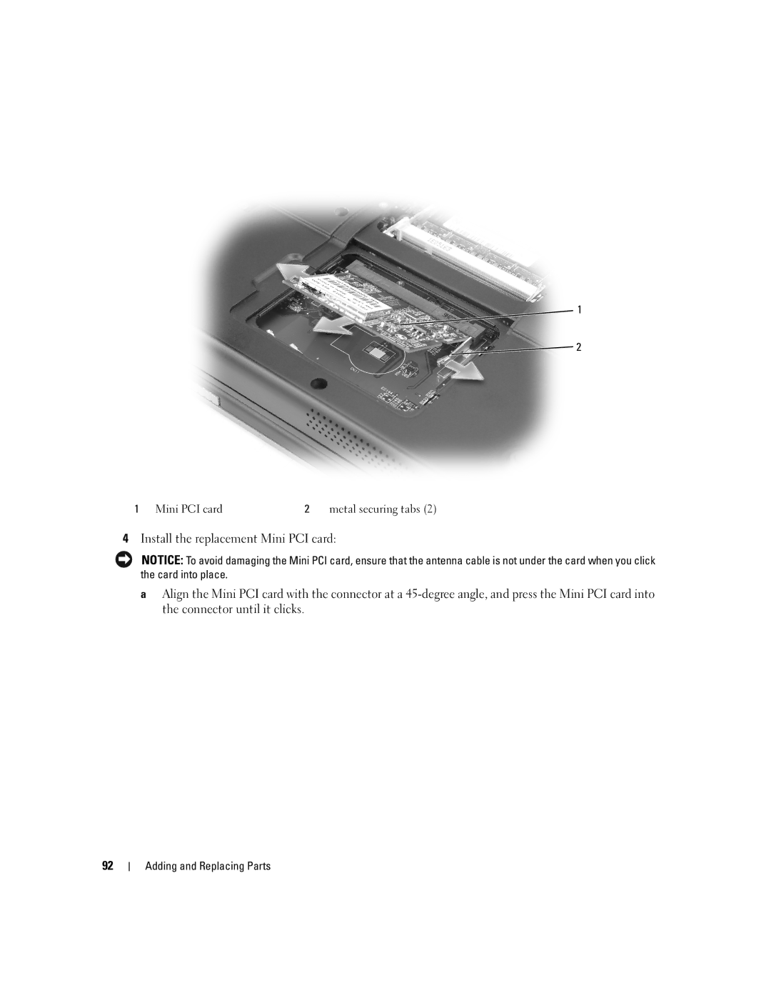 Dell 1300 owner manual Mini PCI card 